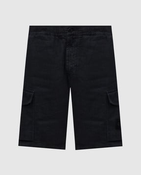 Stone Island Синие шорты-карго из льна с логотипом. K1S15L100001S00F8
