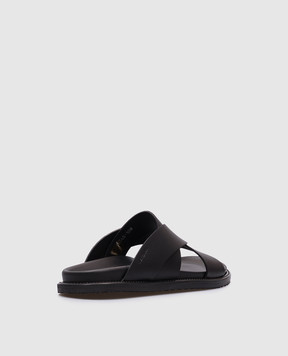 Stuart Weitzman Черные кожаные шлепанцы Berkley SK545