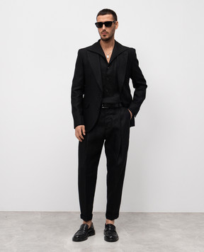 Dolce&Gabbana Чорний піджак з льону G2QS6TFU4MC