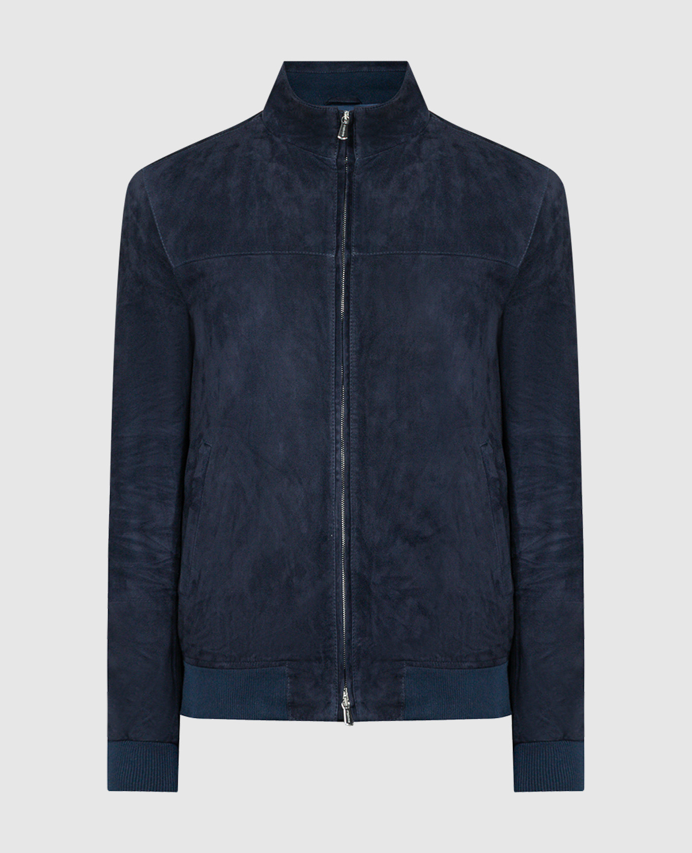 Blue suede jacket with logo