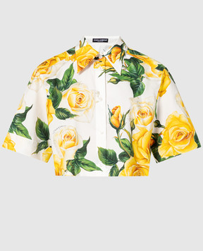 Dolce&Gabbana Белая укороченная блузка в цветочный принт. F5Q20THS5NK