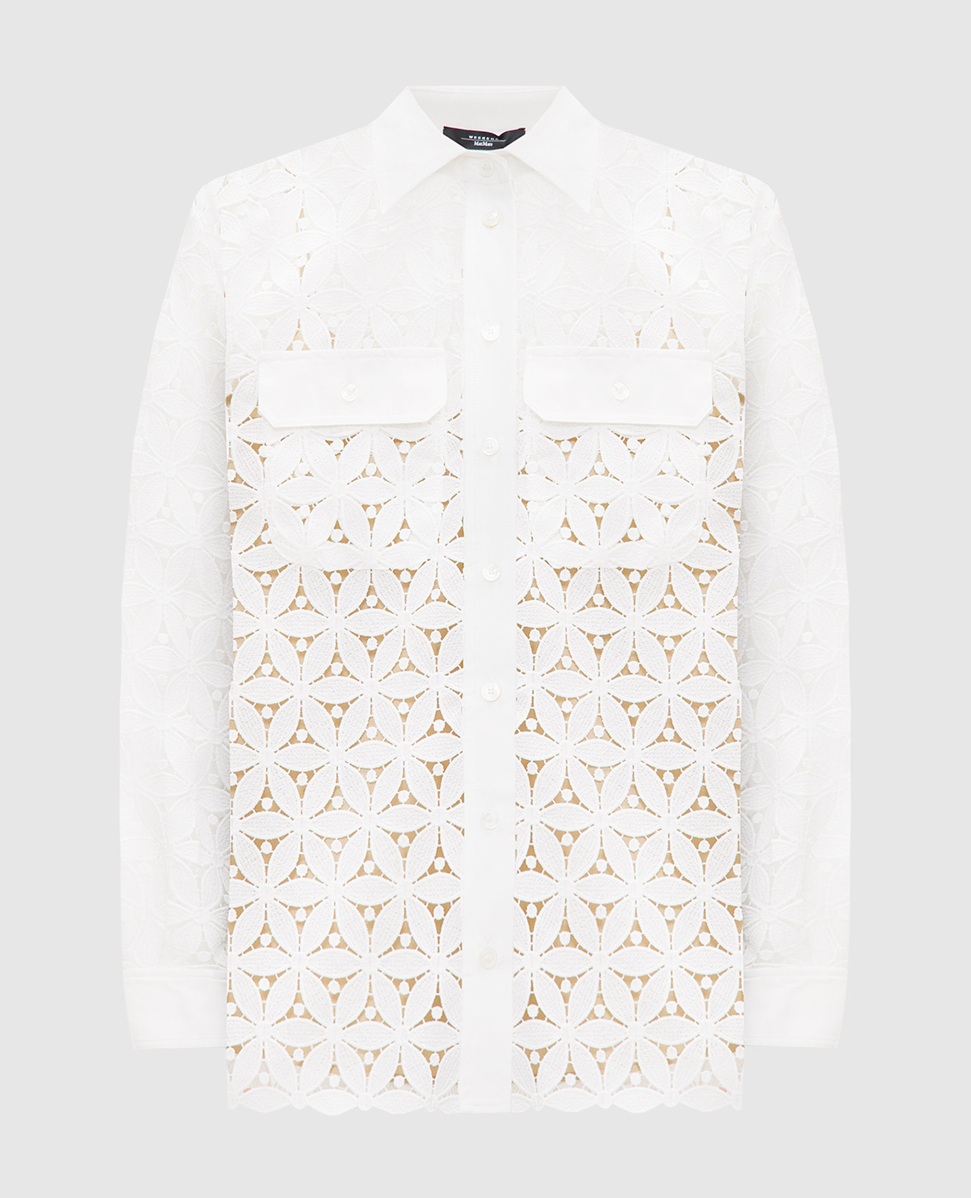 Белая ажурная блузка AFONA с вышивкой
