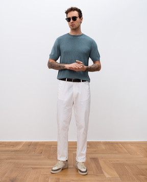 Canali Зеленая футболка в узор MK02267C1079