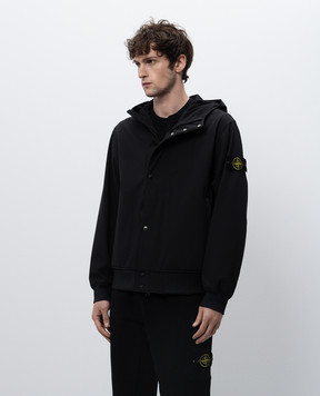 Stone Island Чорна вітровка з логотипом K1S154100090S0A22