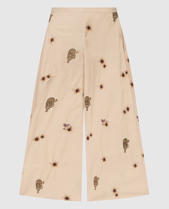 Beige culottes with embroidery