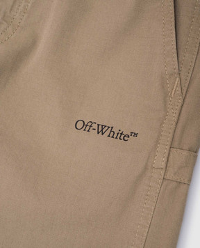 Off-White Детские брюки цвета хаки с принтом логотипа OBCA009S25FAB001