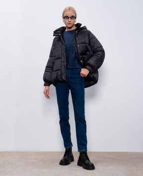 Twinset Синий свитер с шерстью в фактурный узор 242TT3313