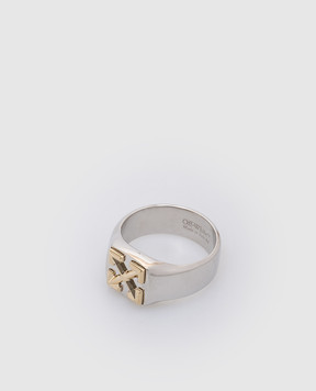 Off-White Серебристое кольцо с логотипом OMOC07AC99MET001