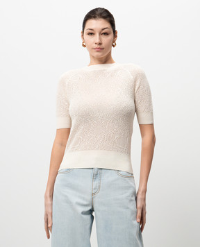 Ermanno Scervino Білий джемпер в ажурний візерунок D465L318KKZ