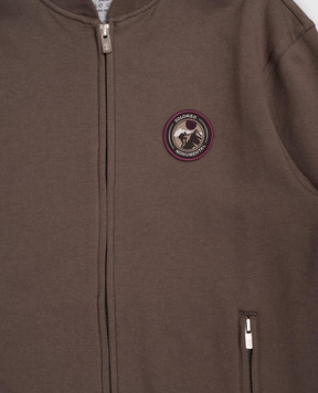 Brunello Cucinelli Дитяча коричнева спортивна куртка з нашивкою BW863E194C