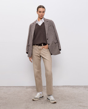 Brunello Cucinelli Бежеві джинси з патчем логотипа MA095P4017
