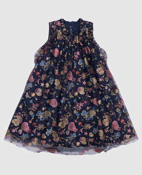 Christian Dior Детское синее платье в принт 8HBM11DRSE68