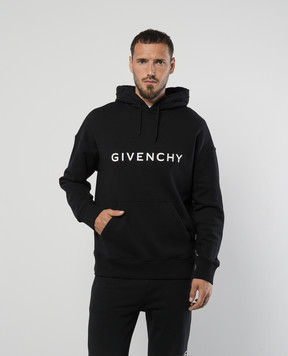 Givenchy Чорне худі з принтом логотипа BMJ0HC3YAC