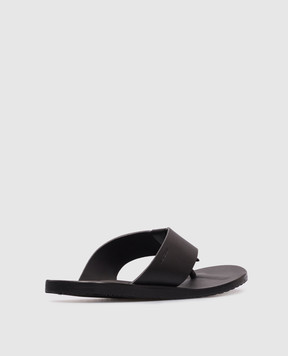 Stuart Weitzman Черные кожаные шлепанцы BASTIAN с логотипом SK546