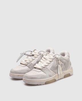 Off-White Сірі шкіряні кросівки Оut Оf Оffice з вінтажним ефектом OWIA259C99LEA013