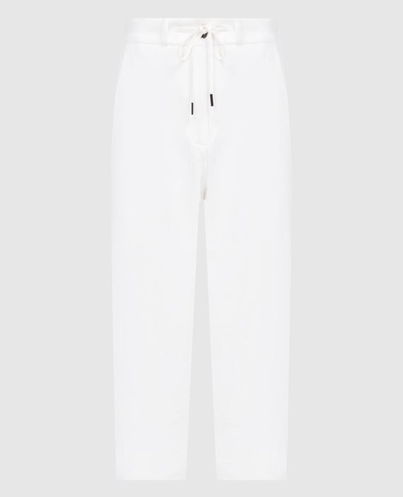 Белые брюки с шелком с прозрачными вставками
