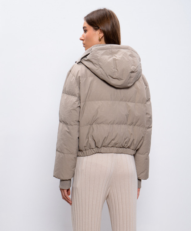 Brunello Cucinelli Бежевая пуховая куртка с планкой из кашемира MD5997859 изображение 4