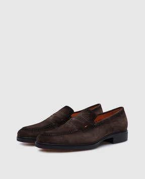 Santoni Коричневые замшевые лоферы Easy MGEG18964NEAXGEX