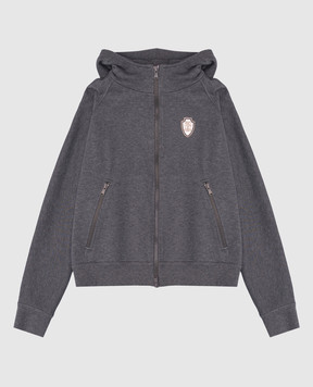Brunello Cucinelli Детская серая спортивная куртка с нашивкой логотипа BG927E890C