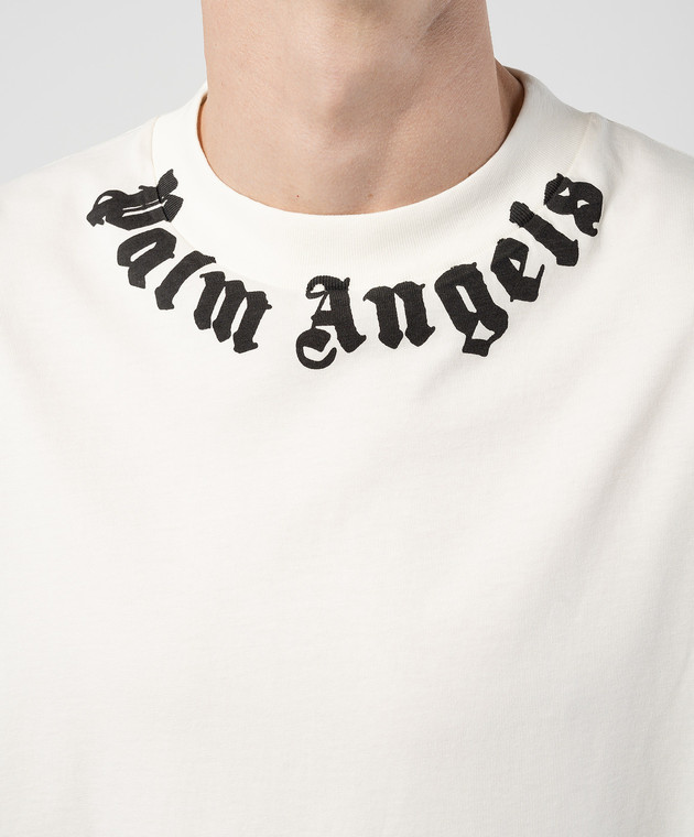 Palm Angels Белая футболка с контрастным логотипом PMAA001F24JER007 изображение 5