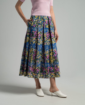 Max Mara Синя спідниця в квітковий принт Moresca MORESCA