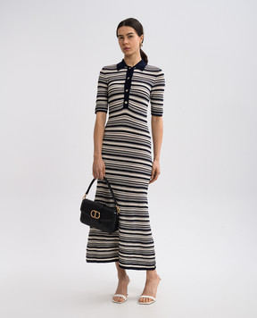Twinset Синее платье миди в ажурный узор 251TP3190