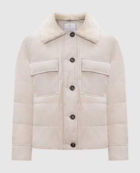 Brunello Cucinelli Бежевая пуховая куртка с мехом MG5017688