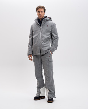Brunello Cucinelli Серые горнолыжные брюки из шерсти в полоску M421MKP05