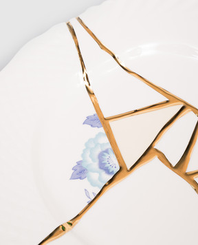 SELETTI Біла порцелянова тарілка Kintsugi з позолотою 24 карат з принтом 09613