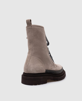 Brunello Cucinelli Серые замшевые ботинки с цепочкой мониль MZSFG2767P