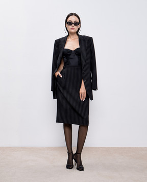Dolce&Gabbana Чорна спідниця з вовни в смужку F4CXUTFR21X
