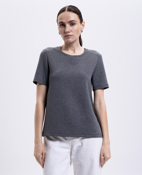 Max Mara Сіра меланжева футболка TUBO з вишивкою логотипа TUBO