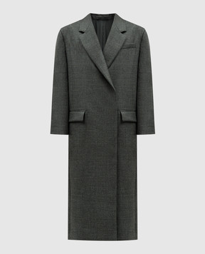 Brunello Cucinelli Сіре пальто з вовни з ланцюжком моніль MD5739860P