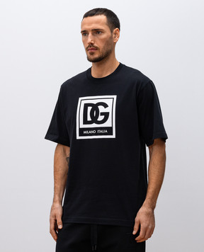 Dolce&Gabbana Чорна футболка з принтом монграми логотипа DG G8RZ2TG7O5V