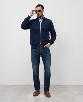 Brunello Cucinelli Синий кардиган в узор. M28505116