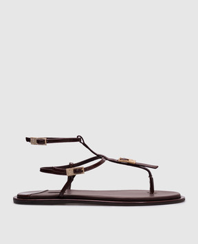 Le Silla Бордовые кожаные лакированные сандалии Sahara 1221D020MTPPKAB