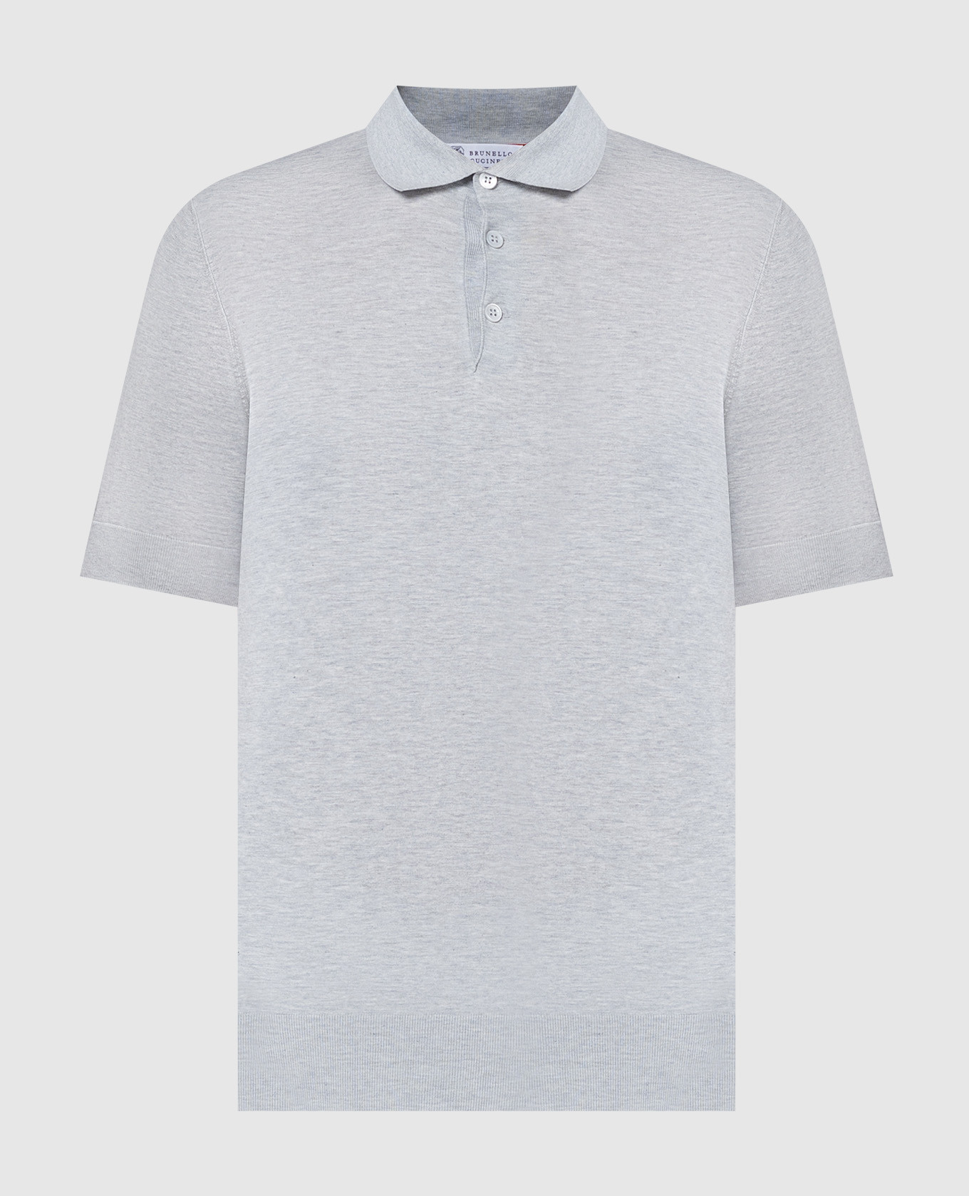 Gray melange polo shirt with silk