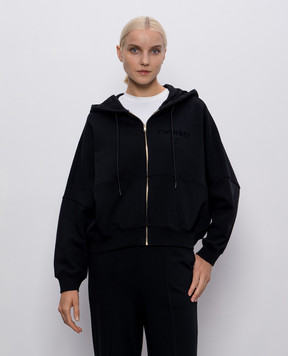 Twinset Чорна спортивна куртка з логотипом 252TP2680