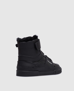 Dolce&Gabbana Детские черные кожаные хайтопы на меху DA5235AB2763036