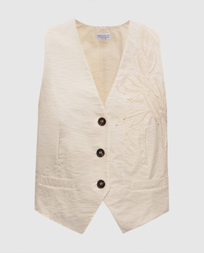 Brunello Cucinelli Бежевый жилет с аппликацией M0F79HJ506