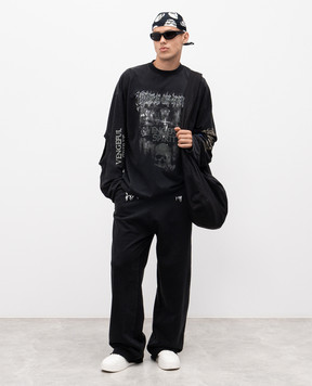 Vetements Чорний лонгслів Spirit з фігурним вирізом UCF76LS680M