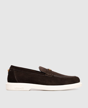 Versace Коричневые замшевые лоферы Giuliano 10175911A14340