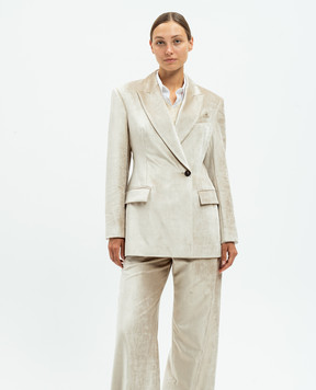 Brunello Cucinelli Бежевий двобортний жакет MD5817150P