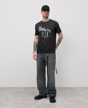 Ann Demeulemeester Чорна футболка з брендовим принтом напису B0012877FA637