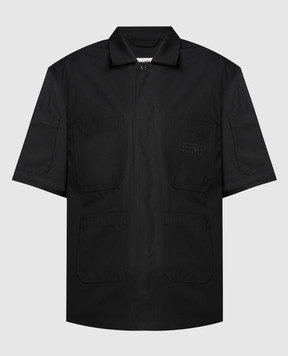 Maison Margiela MM6 Черная рубашка с вышивкой логотипа SH2DR0001M35074