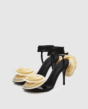 Magda Butrym Черные босоножки с аппликацией FLOWERSHOES530425