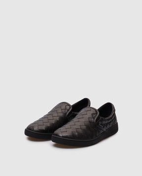 Bottega Veneta Черные кожаные слипоны Intrecciato 775320V3HB0