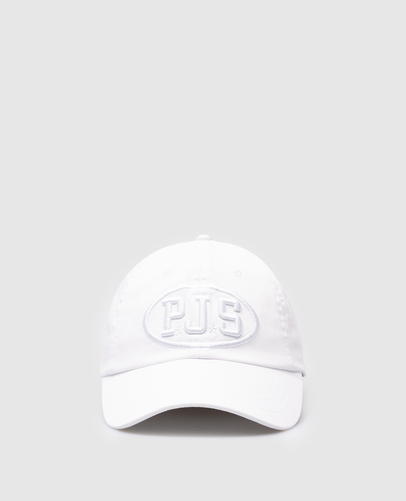 White PJS cap with logo embroidery