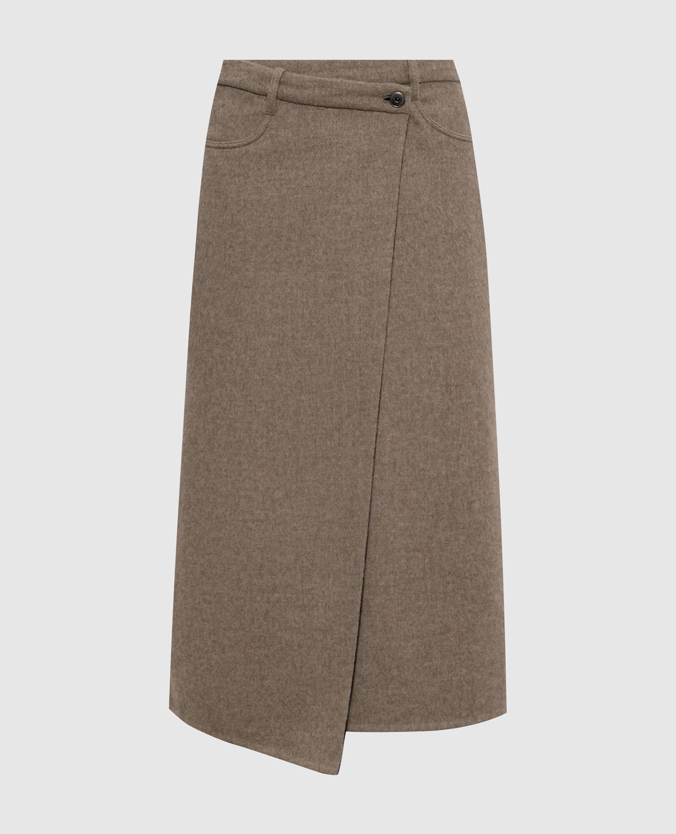 Бежевая юбка из шерсти на запах
