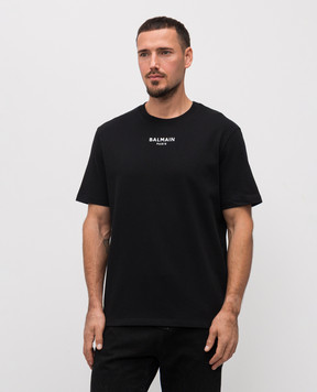 Balmain Чорна футболка з вишивкою логотипа FH0EG000BD18